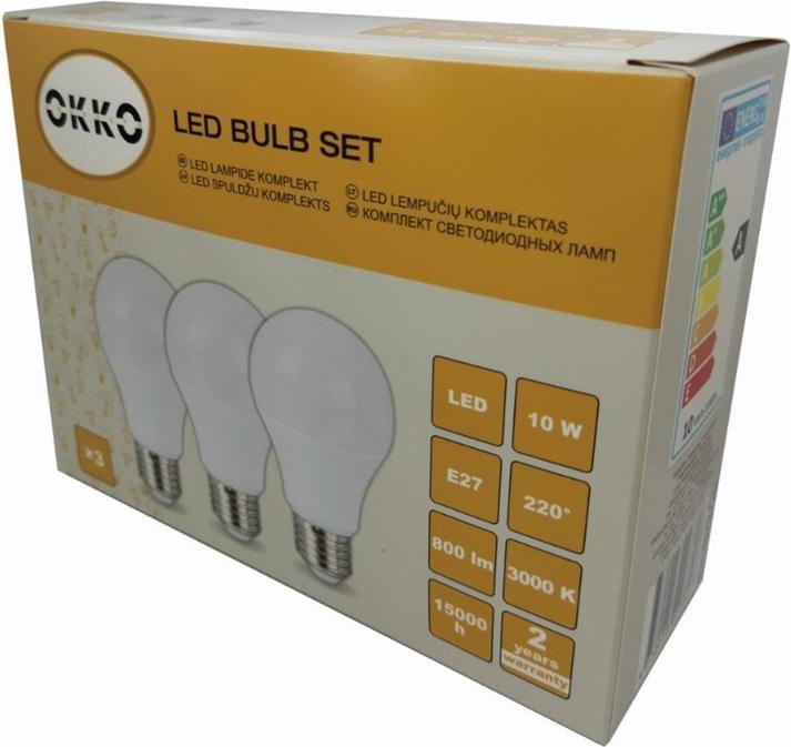 Image du produit Okko LED BULB A60 10W E27 800LM 830 3PCS/PACK