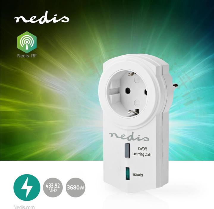 Actual product image Nedis RF Plug ON/OFF RF Mesh Range Extension Schuko Type F 3680 W White