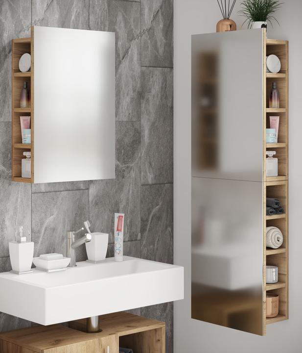 Produktbild VCM Badspiegel Wandspiegel Hängespiegel Spiegelschrank Badezimmer Flandu XL 118 x 40 (40 x 15 x 118 cm)