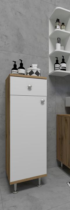 Actual product image VCM Wooden Bathroom Furniture Midi Cupboard Bathroom Cabinet Bathroom Drawer Shelf Nilosi (30 x 30 x 95 cm)