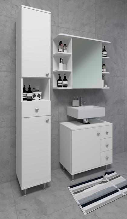 Immagine prodotto VCM Mobili da bagno in legno Armadio alto Armadio da bagno Cassetto da bagno Scaffale Nilosi (30 x 31 x 185 cm)