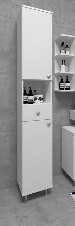 Immagine prodotto VCM Mobili da bagno in legno Armadio alto Armadio da bagno Cassetto da bagno Scaffale Nilosi (30 x 31 x 185 cm)