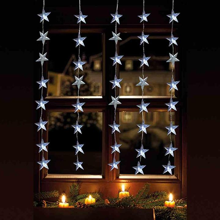 FHS Tenda luminosa a LED stella 40LED bianco freddo IP 44 adattatore esterno 1x1,2xm trasparente (0.26 m)