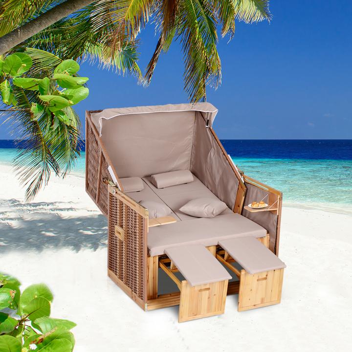 Actual product image Outsunny Beach chair with roof and cup holder