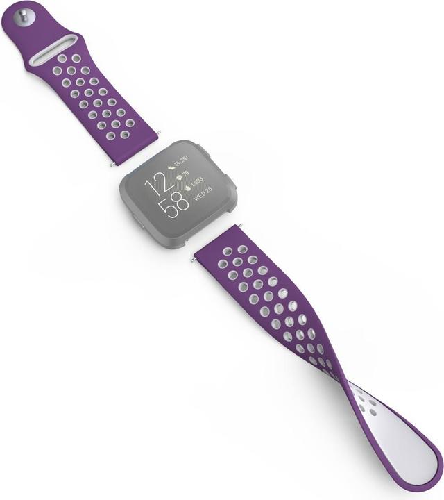 Immagine prodotto Hama Bracciale sportivo in silicone per Fitbit Versa2/Versa/Versa Lite, viola/grigio, univ. (Silicone, Acciaio inox)