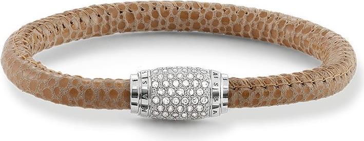 Thomas Sabo Lederarmband Braun Pavé (14 cm, Leder, Silber)