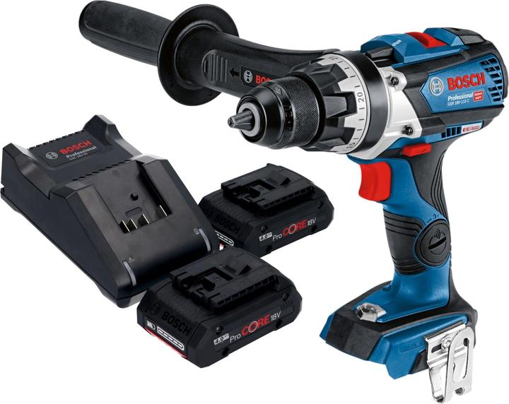 Bosch Professional Bosch GSR 18V-110 C Professional Akku Bohrschrauber 18 V 110 Nm Brushless + 2x ProCORE Akku 4,0 Ah (Akkubetrieb)