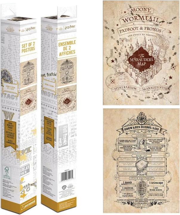 Actual product image Pyramid HARRY POTTER - Map & School List - Set 2 Posters 52 x 38cm