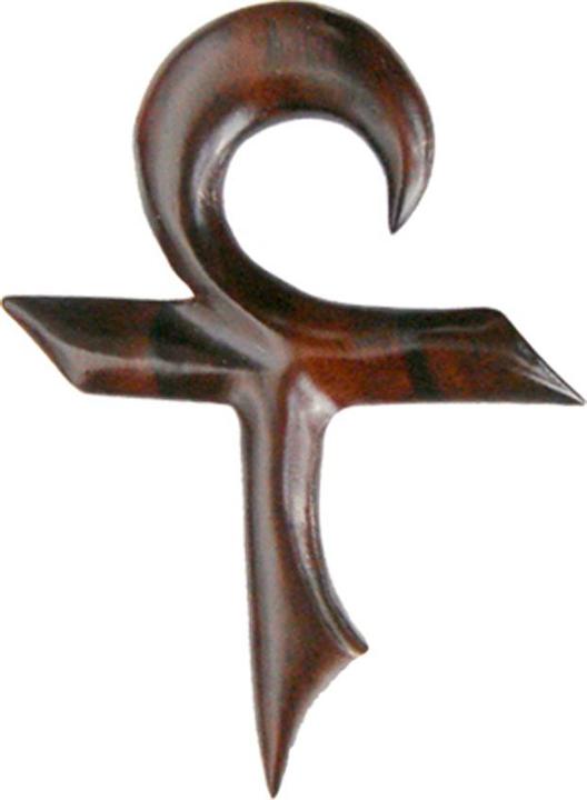 Produktbild Star Piercing Ohrgewicht Haken Ägyptisches Kreuz aus Narra Holz (ohne Messing, Organisch)
