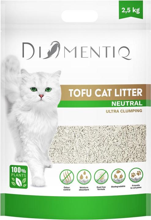 Diamentiq Żwirek Tofu zbrylający 2 5 kg NATURALNY (Biodegradable, Non-dusting, Clumping, 2.50 kg)
