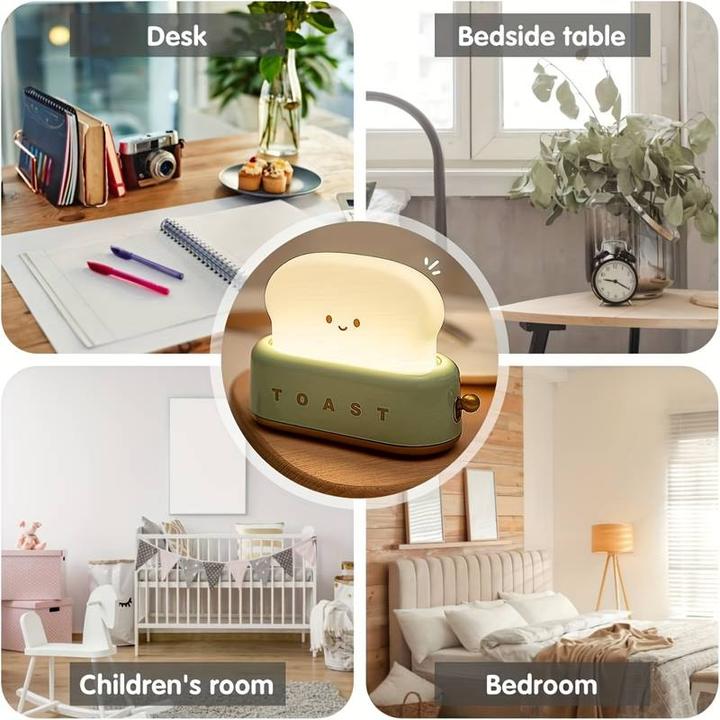 Image du produit PhoneLook Lampe de table LED en forme de toaster mignon lumière de nuit pour enfants USB-C