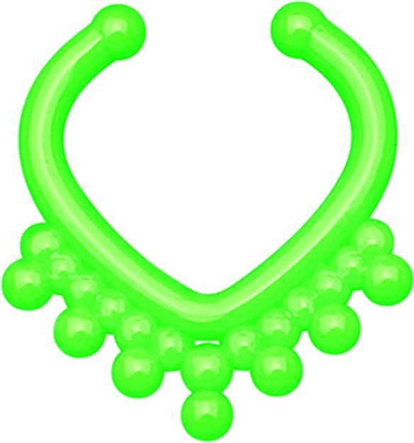 Star Piercing Fake Septum mit Kugel in Dreiecksform grün