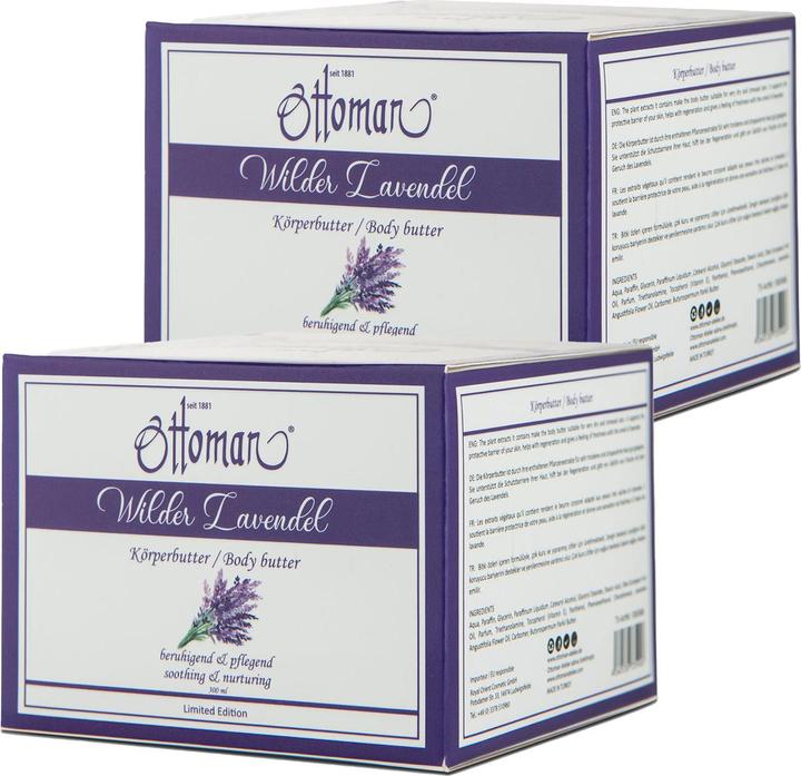Image du produit Ottoman Lot de 2 beurres corporels à la lavande 300ml, soins corporels riches (Crème pour le corps, 300 ml)