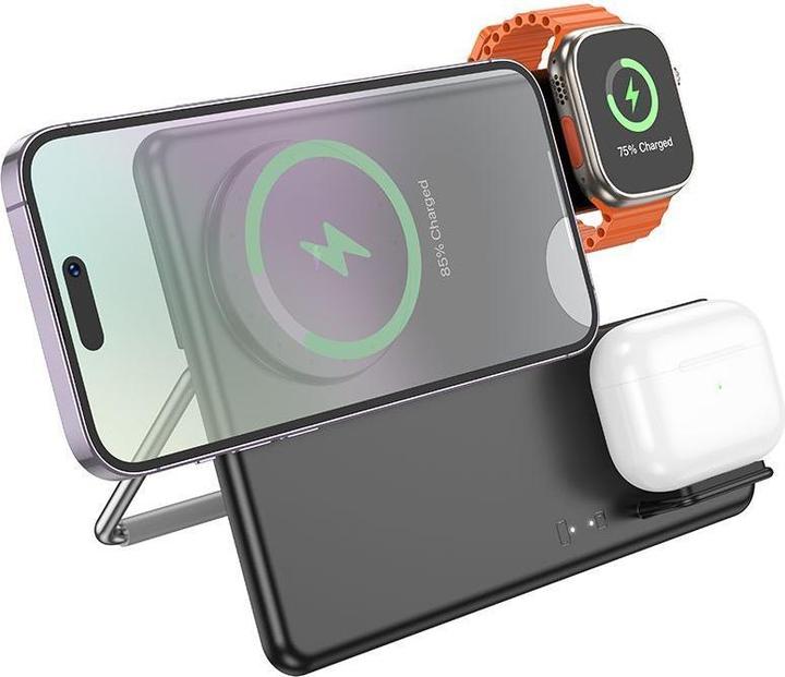 Produktbild Hoco - Charging Station Geek (CQ1) - for Phone, Headset and Apple Watch, Type-C Input, 15W - Black (15 W)