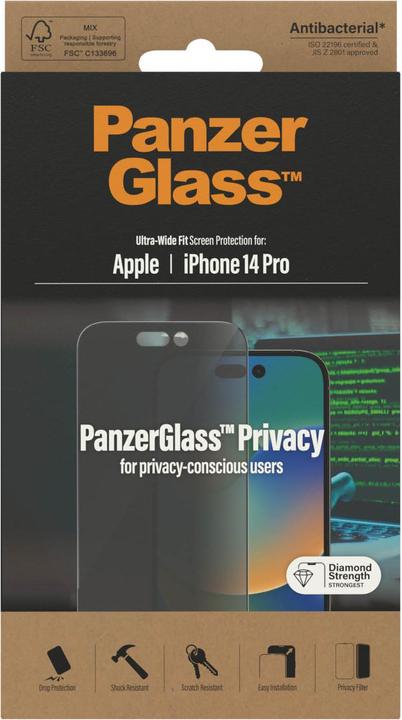 Productafbeelding PanzerGlass Ultrabrede pasvorm (1 Stuk, Apple iPhone 14 Pro)
