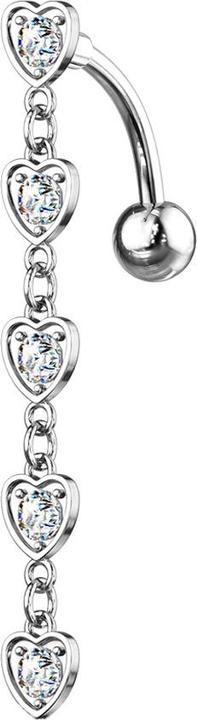 Immagine prodotto Star Piercing Banana in argento con ciondolo a cinque cuori con cristallo (Acciaio chirurgico 316L, Ottone)
