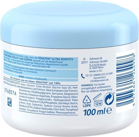 Actual product image Johnson & Johnson ultra sensitive face and body without