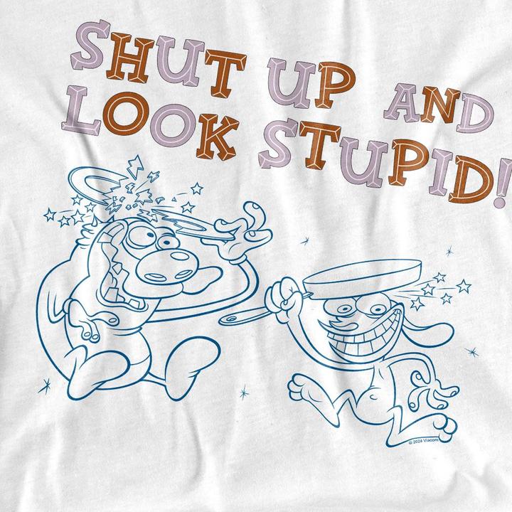 Actual product image Ren & Stimpy Mens Shut Up And Look Stupid! T-Shirt (XL)