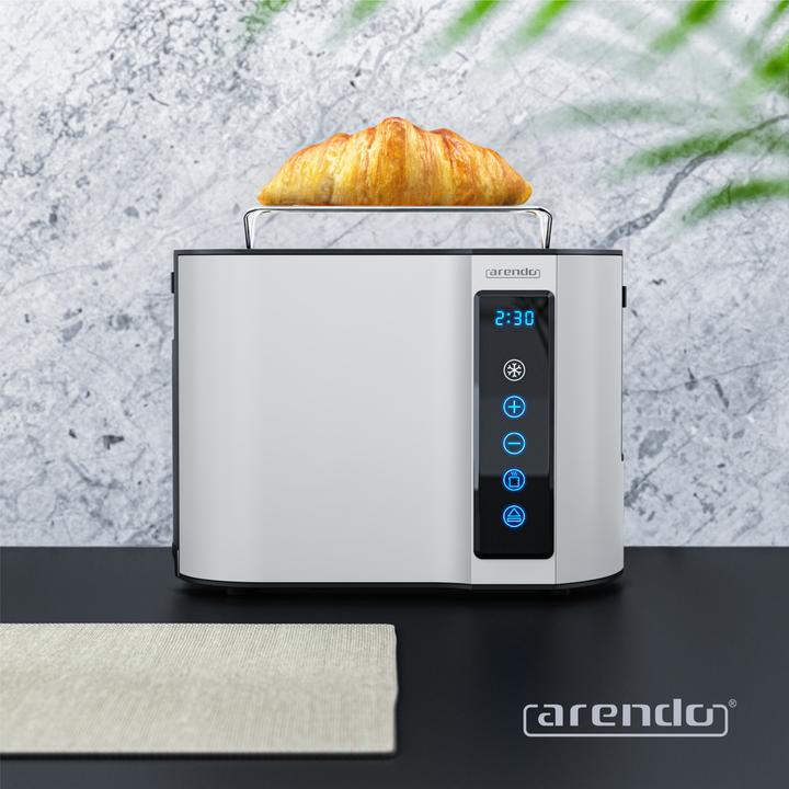 Image du produit Arendo Grille-pain en acier inoxydable 2 tranches à fentes courtes, écran tactile, support à petits pains