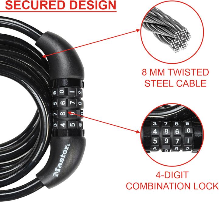 Produktbild Master Lock Spiralkabelschloss (180 cm)