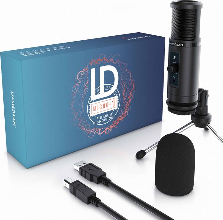 Produktbild Liam & Daan Streaming Mikrofon, Podcast Mikro, Monitorfunktion & Dreibeinstativ 192 kHz - 20 Hz bis 20 kHz