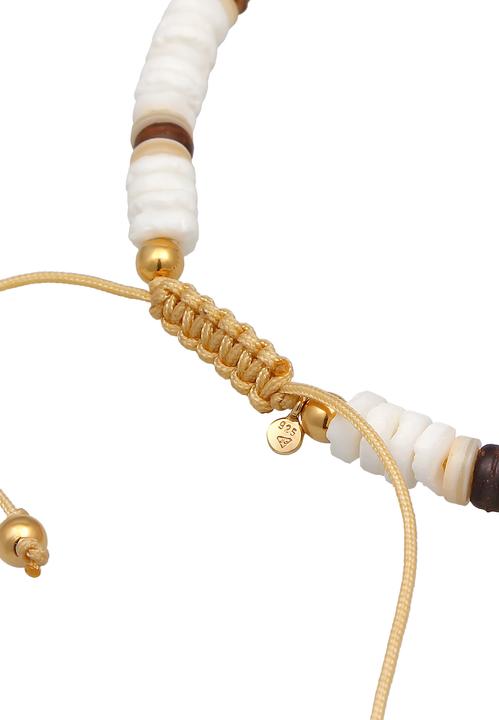 Produktbild Elli Fussschmuck Muschel Kokosnuss Holz Perlen 925 Silber (Muschel, Nylon, 925 Sterling Silber vergoldet, No Stein, 22 cm)