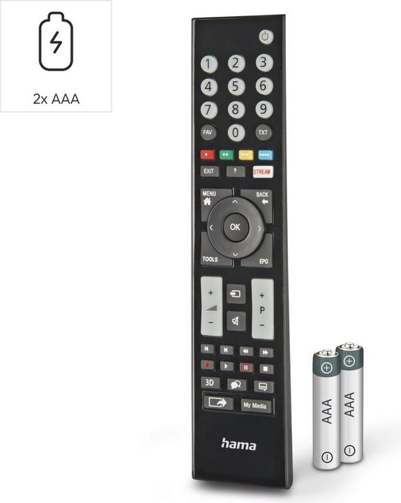 Produktbild Hama Universal-Fernbedienung für Grundig TVs, IR, lernfähig, leuchtende Tasten (Universal Fernbedienung, Infrarot)