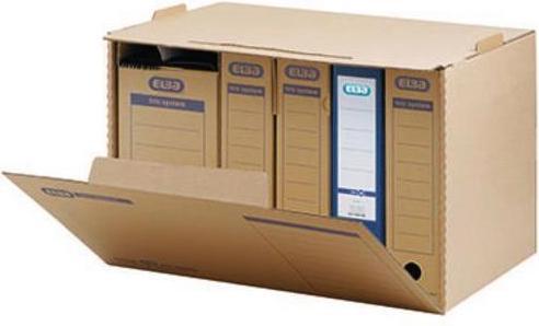 Produktbild Elba Archiv-Container tric System, naturbraun aus stabiler Wellpappe, mit Verschlusslasche (A4)