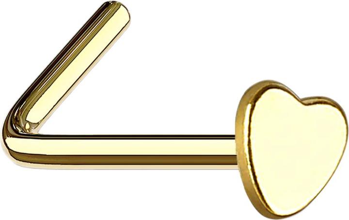 Immagine prodotto Star Piercing Nasenstecker gewinkelt vergoldet mit Herz (senza ottone, Acciaio chirurgico 316L)