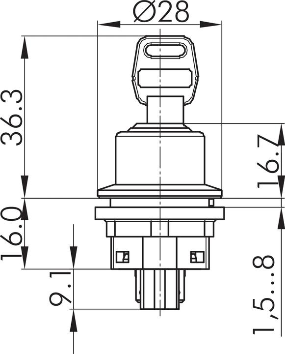 Image du produit Schlegel SSSA12OI Bouton-poussoir à clé à verrouillage, argenté SSSA12OI Fléau