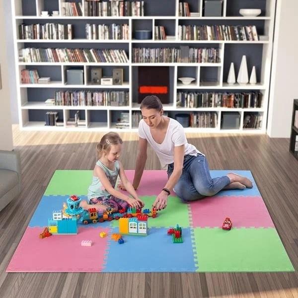 Image du produit One Sudedamas kilimėlis treniruotėms Fitness MP10 žalias-mėlynas-raudonas, 60x60x1.0cm (9 dalių) (10 mm)
