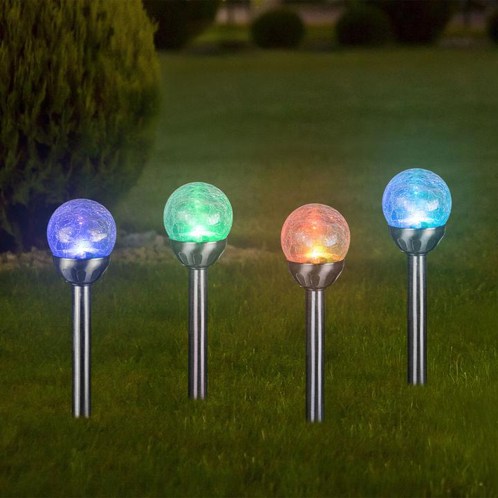 Actual product image HI Solar-Gartenlampe mit Crackle-Effekt-Kugel & Erdspiess, 8er-Set