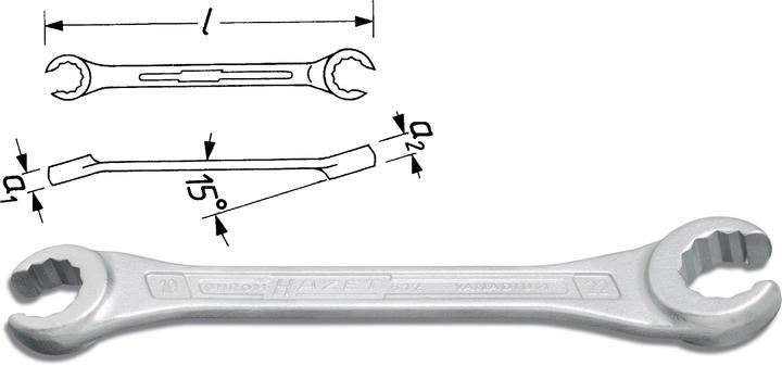Produktbild HAZET Doppel-Ringschlüssel ∙ offen 612-8X10 ∙ Aussen Sechskant Profil ∙ 8 x 10 mm (8 mm, 10 mm)