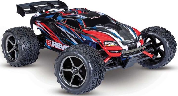 Image du produit Traxxas E-Revo Rouge/Bleu 1/16 Monster-Truck Rtr Brushed Avec Batterie Et Chargeur USB-C (RTR Prêt à fonctionner)