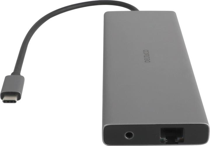 Produktbild Deltaco 12in1 USB-C Dockingstation 4K UHD/60Hz 85W silber (USB-C, 12 Ports)