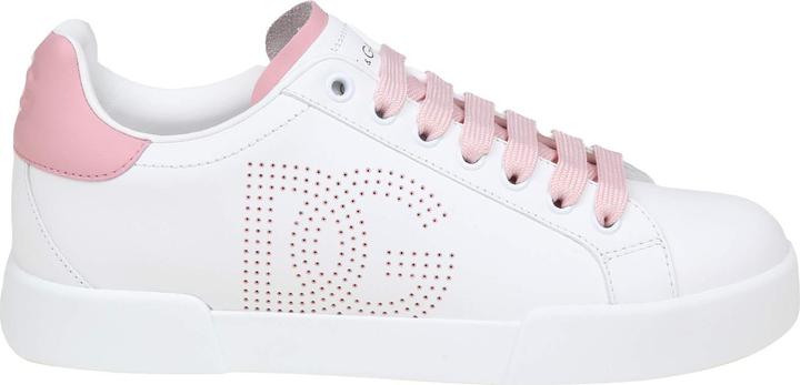 Dolce & Gabbana portofino light sneakers in white and pink leather (42)