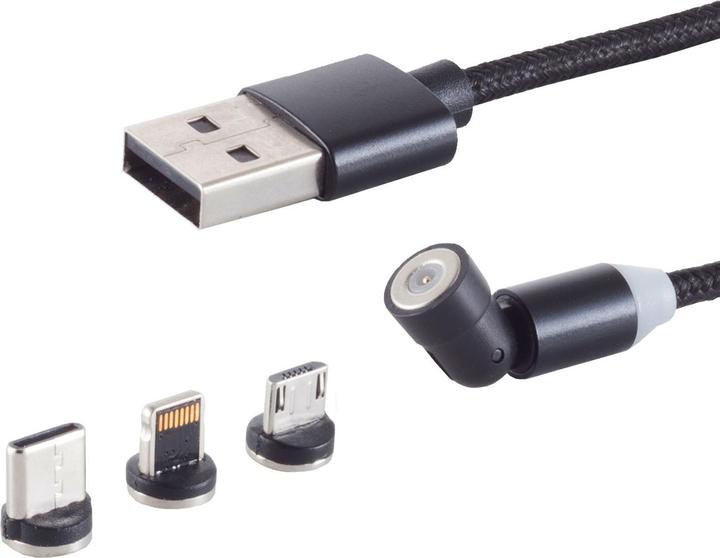 Actual product image Shiverpeaks S/CONN maximum connectivity Universal--USB-A magnetic charging cable, 3in1, 540°, black, 2m (2 m, USB 3.2 Gen 1)