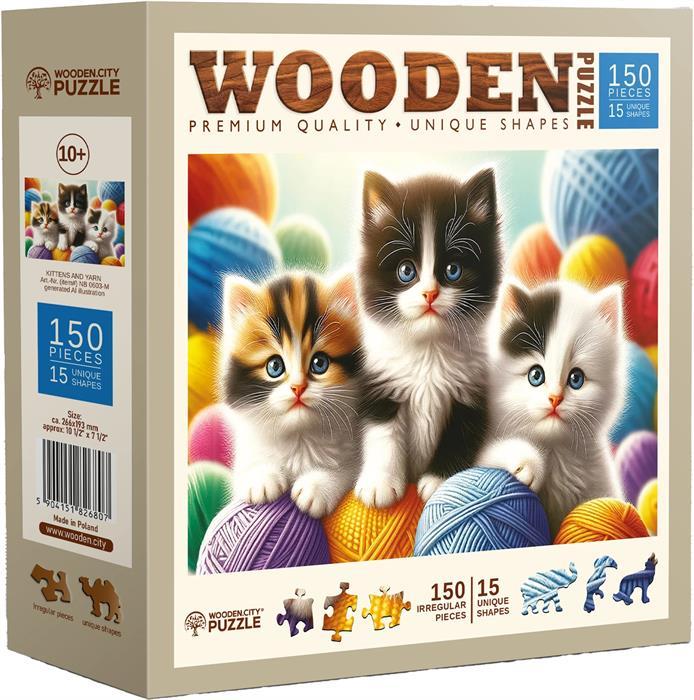 Produktbild WoodenCity Puzzle Holz M Kittens and Yarn (150 Teile)