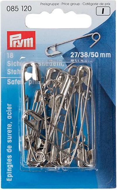 Actual product image Prym Safety pins steel, silver no. 1, 34 mm, box 1'000 pcs.
