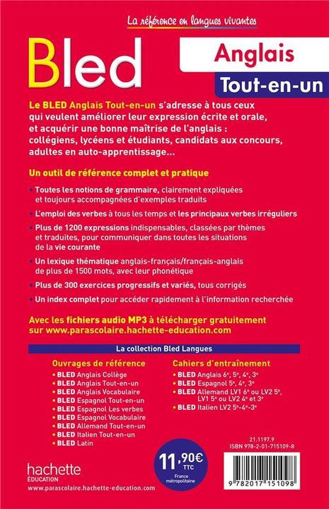 Produktbild Bled anglais : grammaire, les verbes, communication, vocabulaire (Französisch, Pierret-Lallement Nathalie, Lallement Brigitte, 2021)