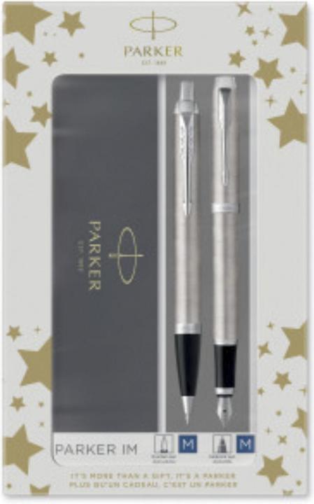 Produktbild Parker Pen IM Brushed Metal C.C. DuoSet inkl. Geschenkbox (Silber, Schwarz, 2 x)