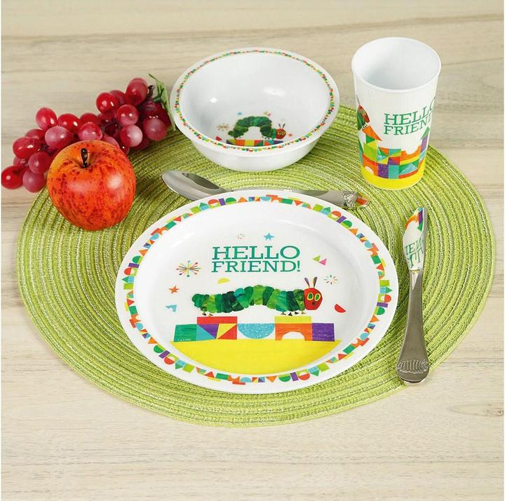 Actual product image Geda Labels Children's Tableware 'Caterpillar Neverending - Hello Friend' 3 pieces