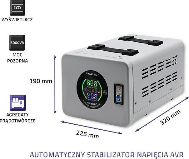 Image du produit Qoltec 50726 Stabilisateur automatique de tension (5000 W)