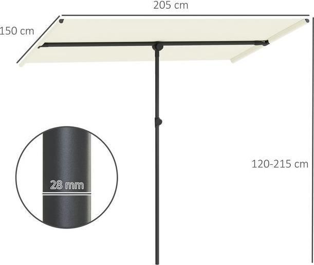 Actual product image Swisshandel24 Sonnenschirm 180 Grad drehbar Höhenverstellbar Alu 150x205cm Beige (2.05 m)