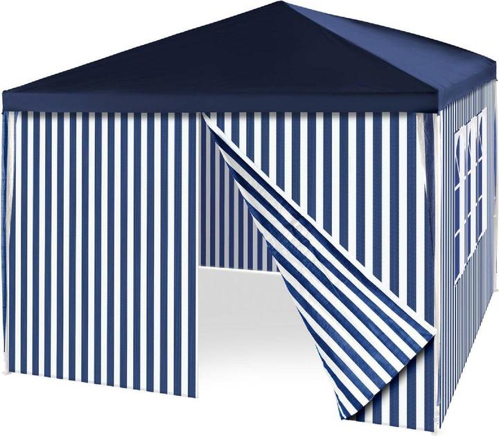 Produktbild VCM Pavillon Partyzelt 3x3m blau weiss wasserdicht 4 Seitenteile Gartenzelt Eventzelt (300 cm, 300 cm)
