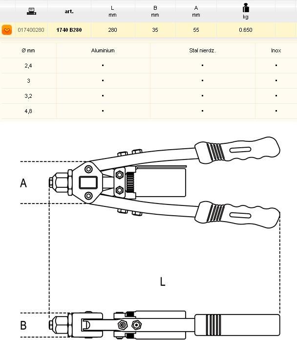 Actual product image BETA NITOWNICA DŹWIGNIOWA 280mm 1740B