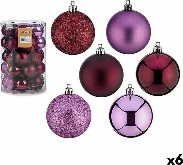 Actual product image Krist+ Weihnachtskugeln-Set Lila Kunststoff 6 x 7 x 6 cm (6 Stück) (6 -part)