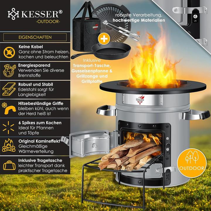 Actual product image Kesser Raketenofen mit Grillpfanne & Tragetasche