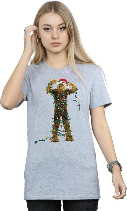 Actual product image Star Wars Womens/Ladies Chewbacca Christmas Lights Cotton Boyfriend T-Shirt (S)