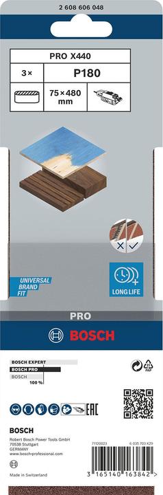 Image du produit Bosch Professional Zubehör PRO X440 bande abrasive, 75 x 480 mm, G180 (180)